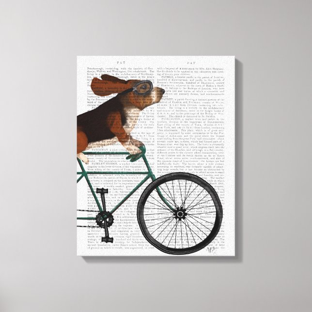 Basset Hound på cykel Canvastryck (Framsida)