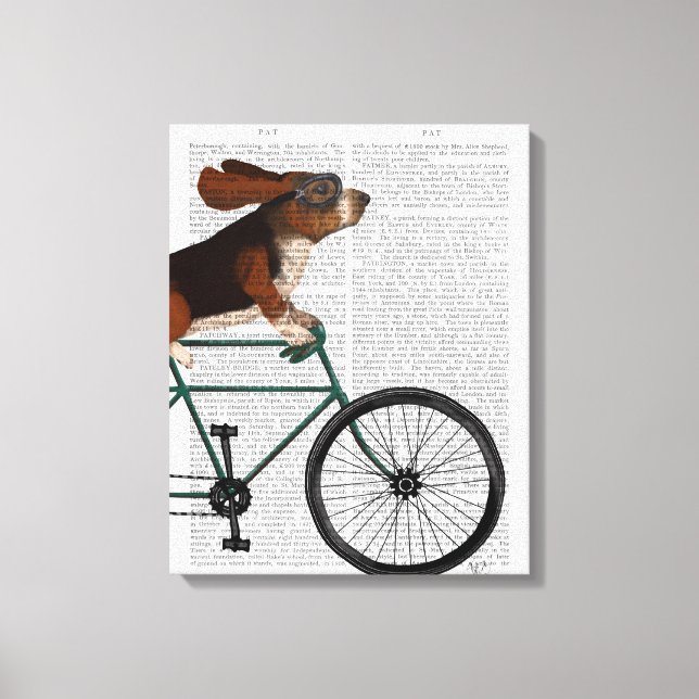 Basset Hound på cykel Canvastryck (Framsida)