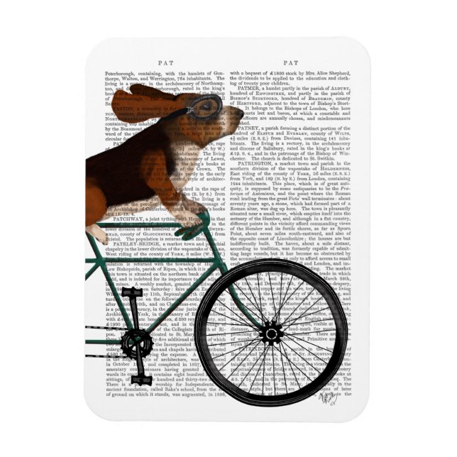 Basset Hound på cykel Magnet (Vertikal)