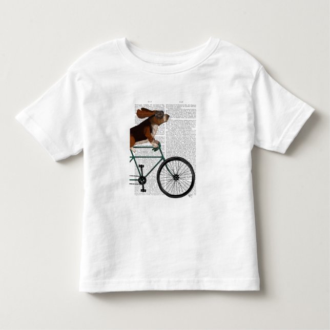 Basset Hound på cykel T Shirt (Framsida)