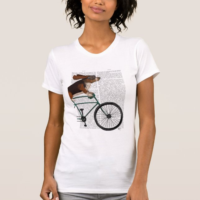 Basset Hound på cykel T Shirt (Framsida)