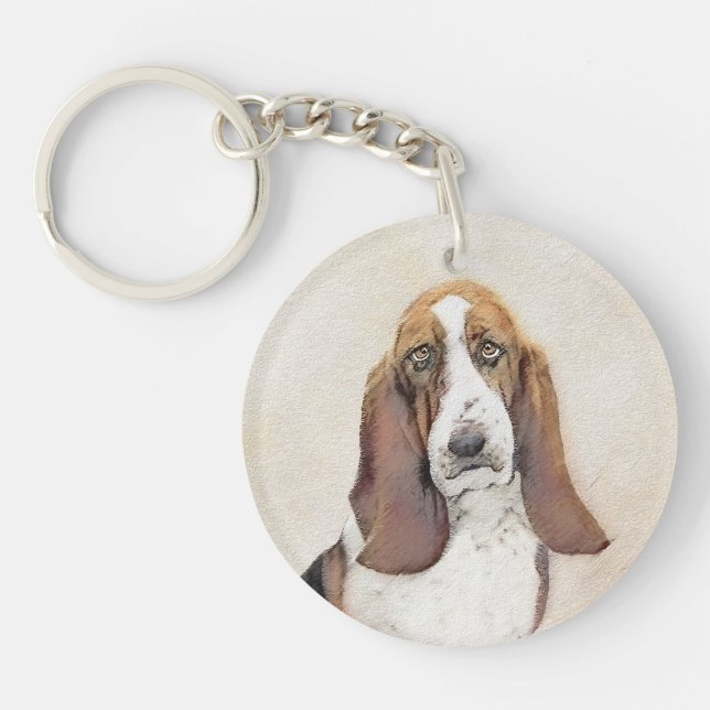 Basset Hound Painting - Cute Original Hund Art (Framsidan)