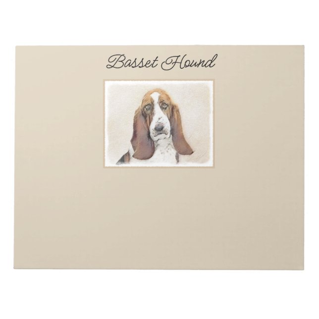 Basset Hound Painting - Cute Original Hund Art Anteckningsblock (Framsida)