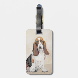 Basset Hound Painting - Cute Original Hund Art Bagagebricka