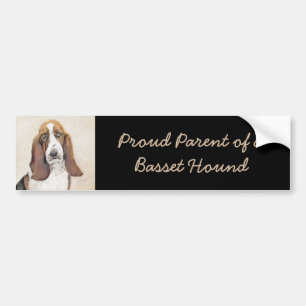 Basset Hound Painting - Cute Original Hund Art Bildekal