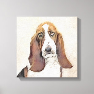 Basset Hound Painting - Cute Original Hund Art Canvastryck