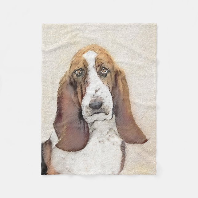 Basset Hound Painting - Cute Original Hund Art Fleecefilt (Framsidan)