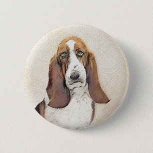 Basset Hound Painting - Cute Original Hund Art Knapp