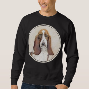 Basset Hound Painting - Cute Original Hund Art Lång Ärmad Tröja