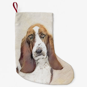Basset Hound Painting - Cute Original Hund Art Liten Julstrumpa