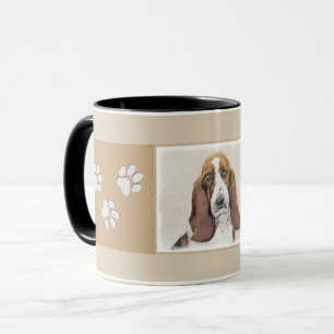 Basset Hound Painting - Cute Original Hund Art Mugg