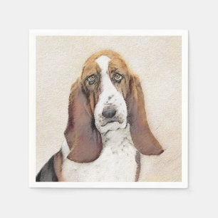 Basset Hound Painting - Cute Original Hund Art Pappersservett
