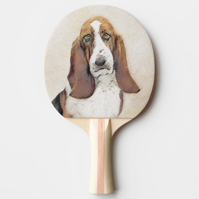 Basset Hound Painting - Cute Original Hund Art Pingisracket (Framsidan)