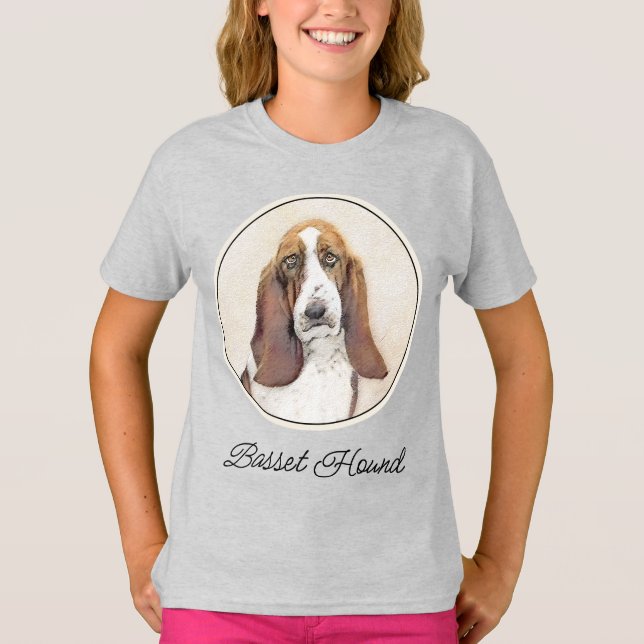 Basset Hound Painting - Cute Original Hund Art T-S T Shirt (Framsida)