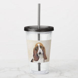Basset Hound Painting - Cute Original Hund Art Take Away Mugg