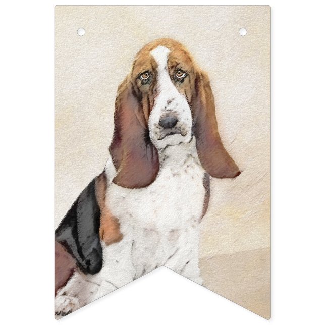 Basset Hound Painting - Cute Original Hund Art Vimplar (Första flaggan)