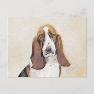 Basset Hound Painting - Cute Original Hund Art Vykort