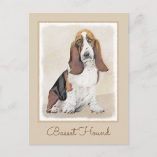 Basset Hound Painting - Cute Original Hund Art Vykort
