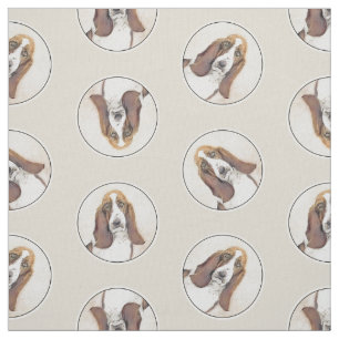 Basset Hound Painting Tri Tri-färg Cute Hund Art Tyg