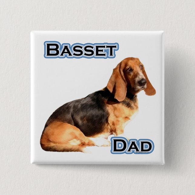 Basset Hound Pappa 4 - Knapp (Framsida)