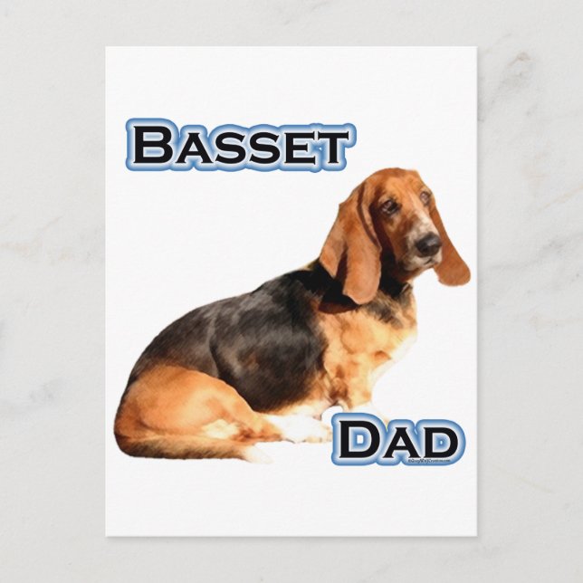 Basset Hound Pappa 4 Vykort (Framsida)