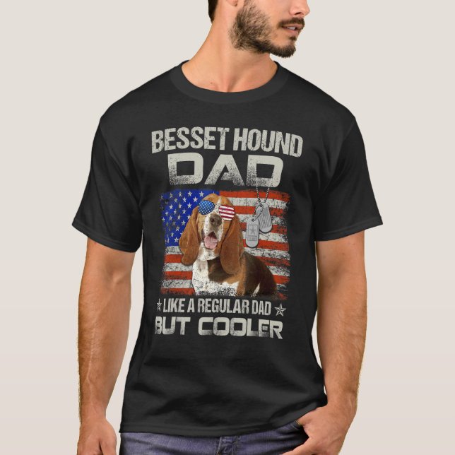 Basset Hound Pappa som ett vanligt Pappa men kylar T Shirt (Framsida)