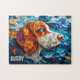 Basset Hound Papper Quilling Art Porträtt Pussel
