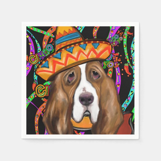BASSET HOUND PAPPERSSERVETT (Framsidan)