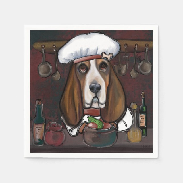 BASSET HOUND PAPPERSSERVETT (Framsidan)