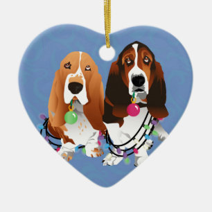 Basset Hound Peace Kärlek Joy juldesign Julgransprydnad Keramik