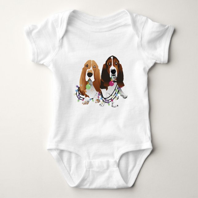 Basset Hound Peace Kärlek Joy juldesign T Shirt (Framsida)