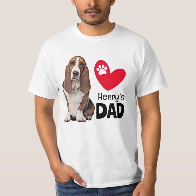 Basset Hound Personlig Pappa T-Shirt (Framsida)