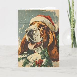 Basset Hound-personligens årgång Jul Helgkort