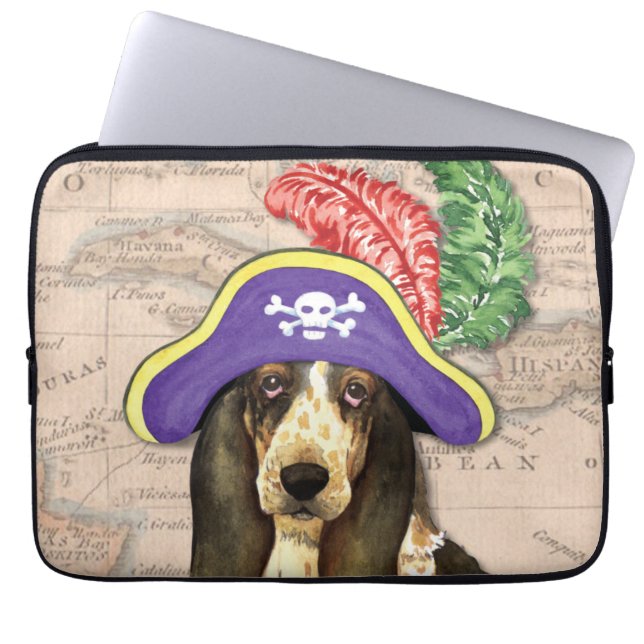 Basset Hound Pirat Laptop Fodral (Framsidan)