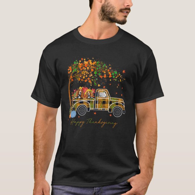 Basset Hound Plade Pumpkin Lastbil - höstfälla - t Shirt (Framsida)