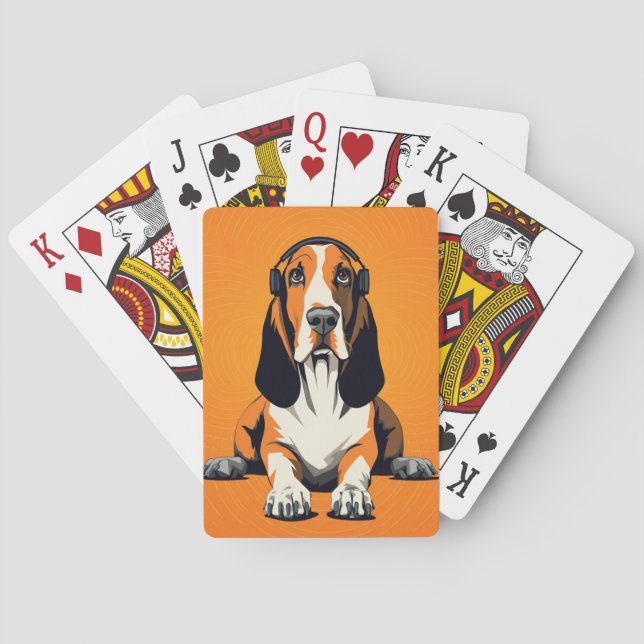 Basset Hound Pop Art Retro & Laid-back Design Casinokort (Baksidan)
