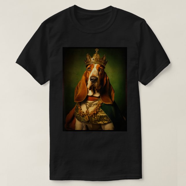 Basset Hound Porträtt Renaissance Funny Pet Mo T Shirt (Design framsida)