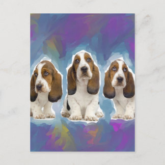 Basset Hound Puppies Vykort