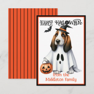 Basset Hound Puppy Hund Happy halloween Anteckningskort