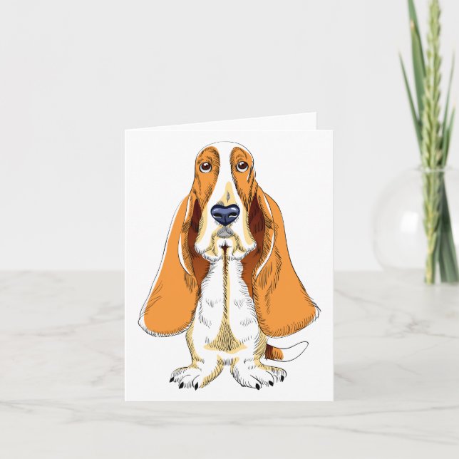 Basset Hound Puppy Hund Note Card Kort (Framsida)