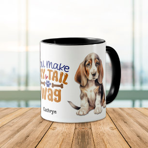 Basset Hound Puppy Hund som du gör mitt Svan Wag Mugg