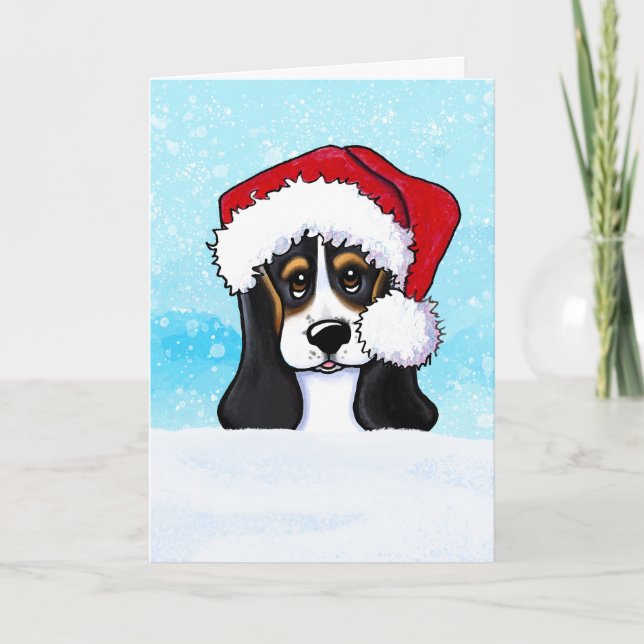 Basset Hound Puppy-julkort Helgkort (Framsida)