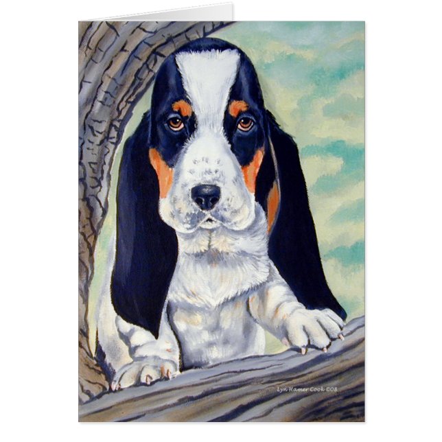 Basset Hound Puppy-kort Hälsningskort (Framsidan)