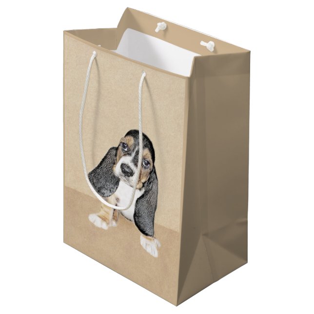Basset Hound Puppy-målning - Originalteckning av H (Framsidan Vinklad)