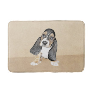 Basset Hound Puppy Painting - Original Hund Art Badrumsmatta