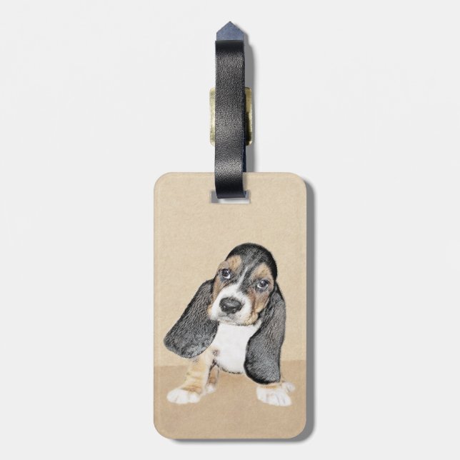 Basset Hound Puppy Painting - Original Hund Art Bagagebricka (Baksidan Lodrät)