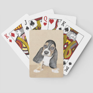 Basset Hound Puppy Painting - Original Hund Art Casinokort