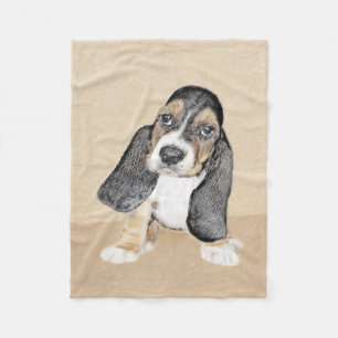 Basset Hound Puppy Painting - Original Hund Art Fleecefilt