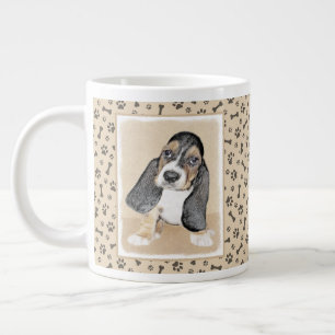 Basset Hound Puppy Painting - Original Hund Art Jumbo Mugg