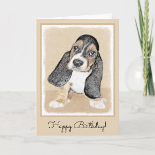 Basset Hound Puppy Painting - Original Hund Art Kort